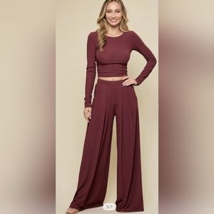 Ribbed Wide Leg Pant Set